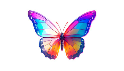 Vivid butterfly with rainbow-colored wings, set against a dark background