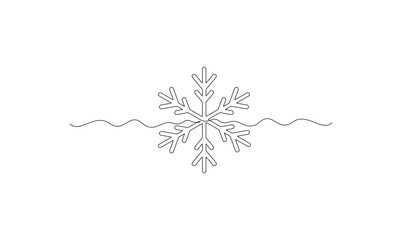 Snowflake one continuous line drawing minimalist winter icon