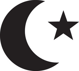 Crescent moon and star symbol