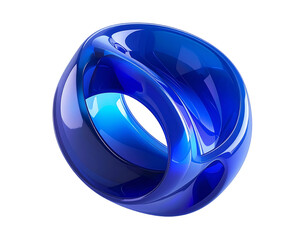 Abstract, glossy, blue, loop-like shape on a black background