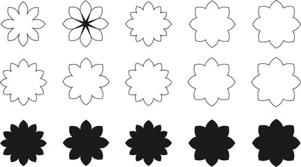Collection of 12 flower shaped silhouette designs