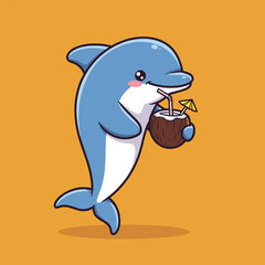 Cute funny cartoon shark dolphin and fish characters in the sea with a happy halloween ghost theme