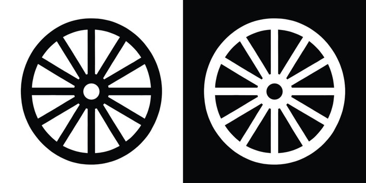 Wagon wheel silhouette vector, wagon wheel icon