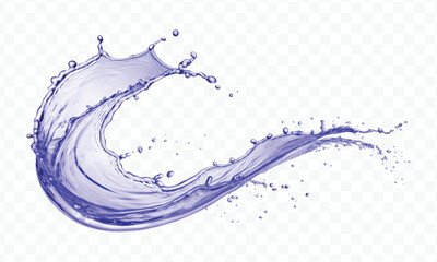 realistic smooth liquid water splash with drops in different color style isolated on transparent background