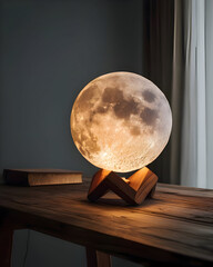 Realistic Moon Lamp Near Window at Night