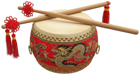 Chinese Drum png Asian Percussion cutout Oriental Instrument png Traditional Music cutout Dragon Drum png Festival Beat cutout Lunar New Year png