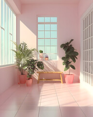 Minimal Interior Living Room Animation with Natural Light