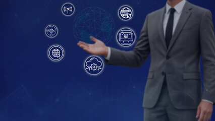 A businessman is analyzing data to plan business strategies for investment.