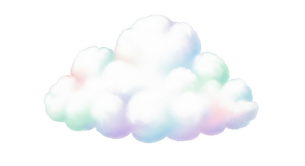Fluffy pastel colored cloud with soft edges on png isolated transparent background black background image
