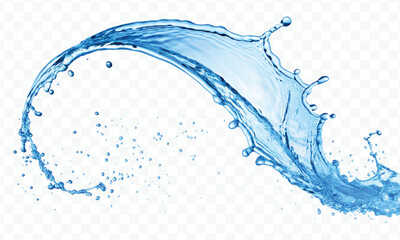 realistic smooth liquid water splash with drops in different color style isolated on transparent background