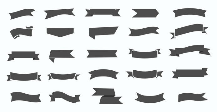 Ribbon decoration icons set.  banner frame vintage illustration vector
