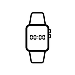Smartwatch with digital display showing zero time, vector icon
