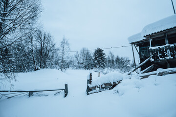An abandoned village in winter