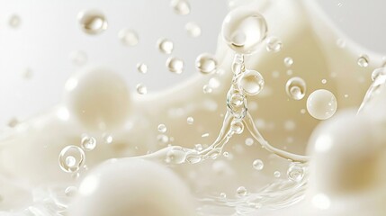 A captivating abstract representation of creamy white liquid spheres.