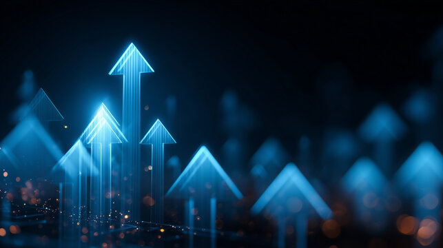 Upward growth arrows rising above competition for business success strategy leadership and financial progress concept - Powered by Adobe