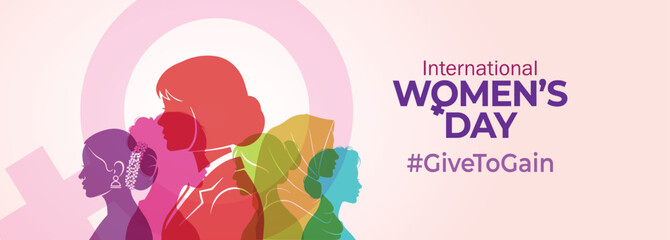 International Women's Day concept background. #GiveToGain Women Equality Day Concept.