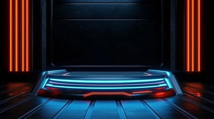 3D lab stage with HUD elements for immersive UI/GUI experience.