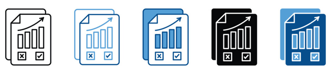 Growth Report icon set in multiple styles