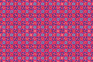 A vibrant and intricate patterned design with repeating shapes and colors