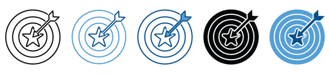 Goals icon set in multiple styles