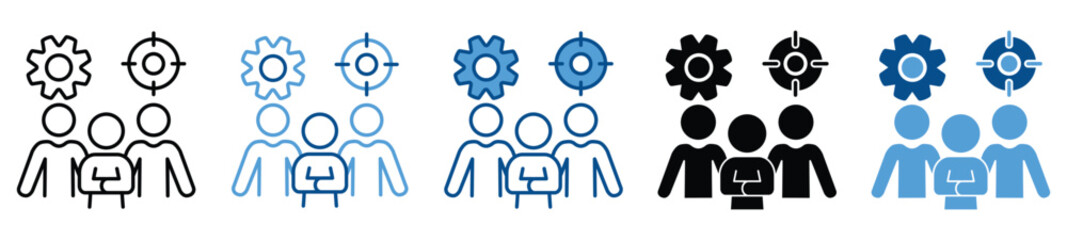 Teamwork icon set in multiple styles