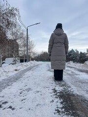 woman walking in winter