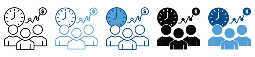 Productivity icon set in multiple styles