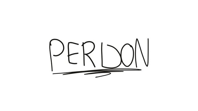 video de la palabra perdon escrita a mano sobre fondo blanco