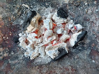 Take a picture of something burning in the fireplace.