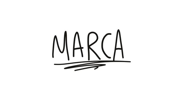 video de la palabra marca escrita a mano sobre fondo blanco