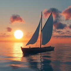Sailing vessel at sunset