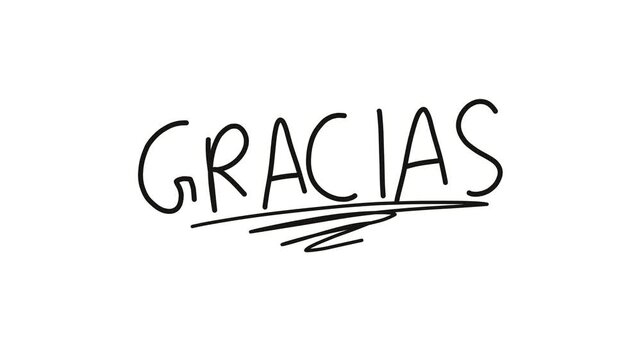 video de la palabra gracias escrita a mano sobre fondo blanco