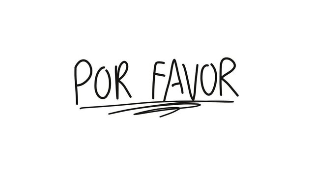 video de la palabra por favor escrita a mano sobre fondo blanco