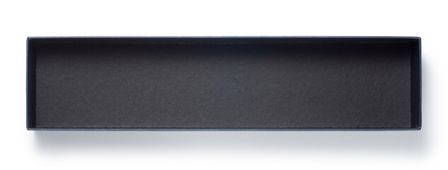 Empty black cardboard box isolated on white background, Top view