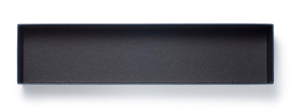 Empty black cardboard box isolated on white background, Top view