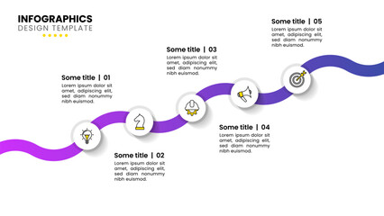 Infographic template. Zigzag line with 5 circles