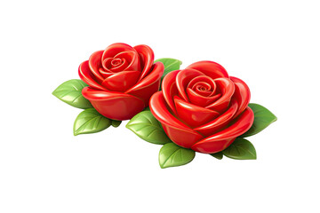 Fototapeta premium Vibrant red roses with green leaves on black background