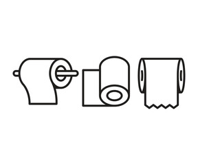 toilet roll paper icons set line illustration vector