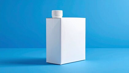 Minimal white carton with screw cap on blue
