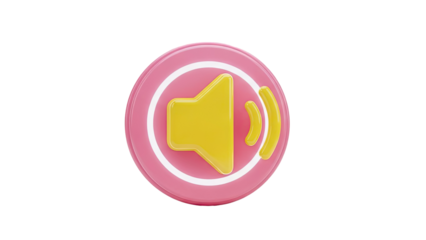 3D Pink and Yellow Speaker Icon