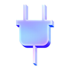 Obraz premium 3D Glossy Holographic Electric Plug Icon - Y2K Gradient Power Energy 