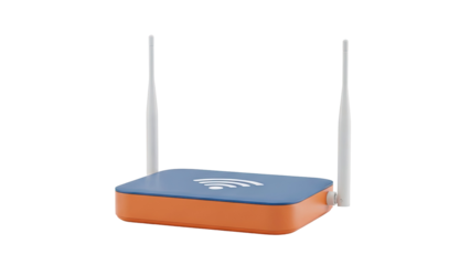 Modern Wireless Router with Wi-Fi Symbol