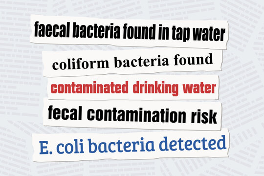 Contaminated drinking water news. Faecal bacteria in tap water. News headlines from print newspapers.