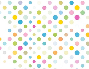 Colorful polka dots scattered diagonally on a white background