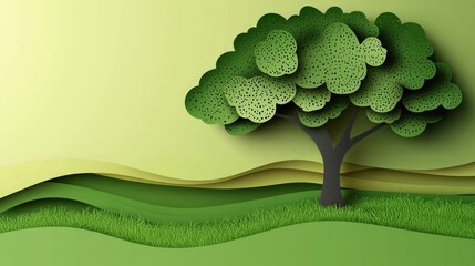 Creative abstract paper cut-out style for summer landscaping themes. 