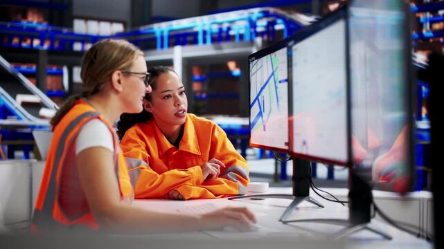 Women Using Route Planning App For Logistics