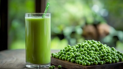 Nutritious beverage made from fresh green peas.