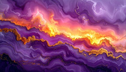Vibrant Abstract Swirls of Purple Orange and Gold.