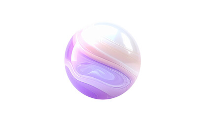 A smooth, glossy sphere with swirling lavender, pink, and white layers