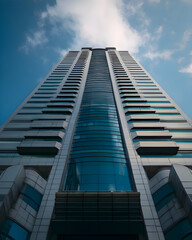 Futuristic High Rise Glass Building Perspective